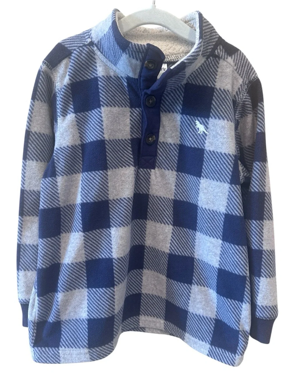 Carter’s Blue Buffalo Plaid Sherpa Fleece Henley Pullover Toddler Boys 4T